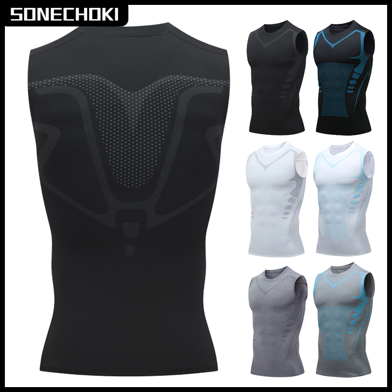 Crossfit Vest - Compressietanktop Heren Gymshirt Mouwloos Sneldrogend Afdrukken