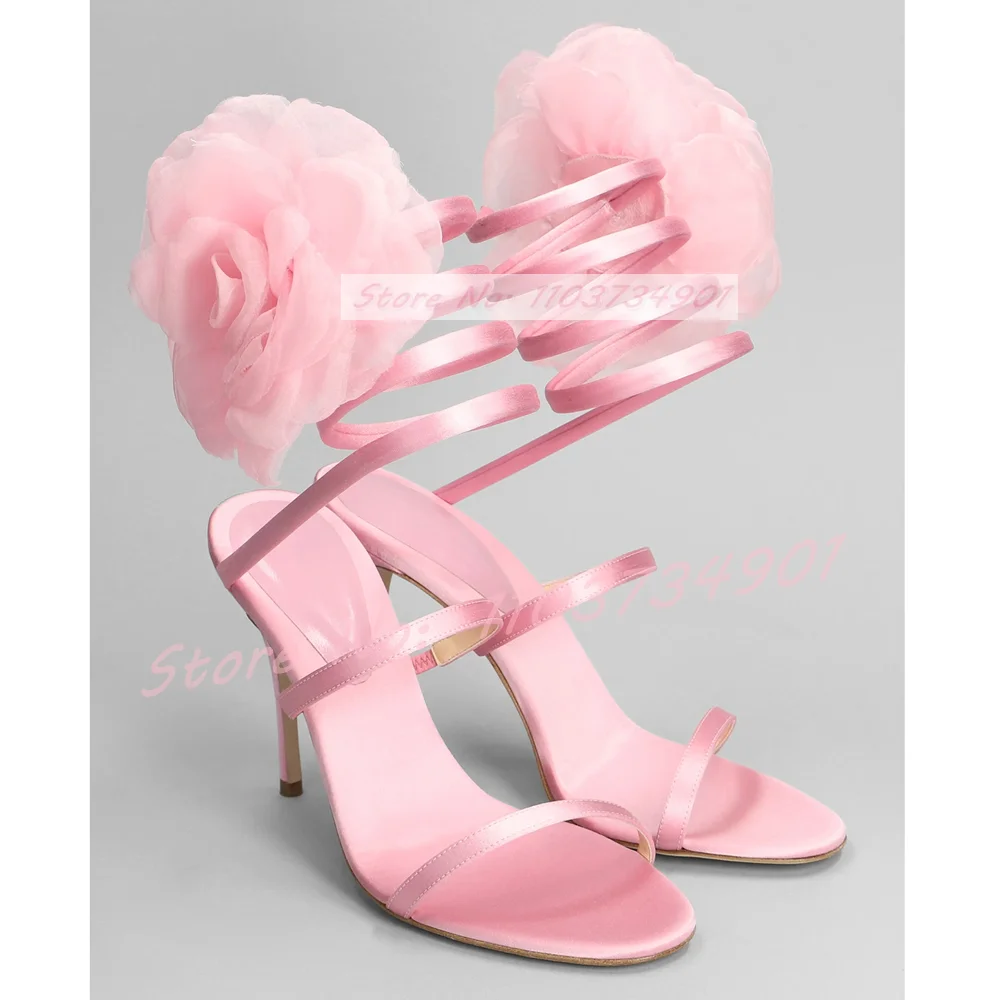 Crossfit Lady - Roze Kanten Bloem Fee Kruisband Sandalen