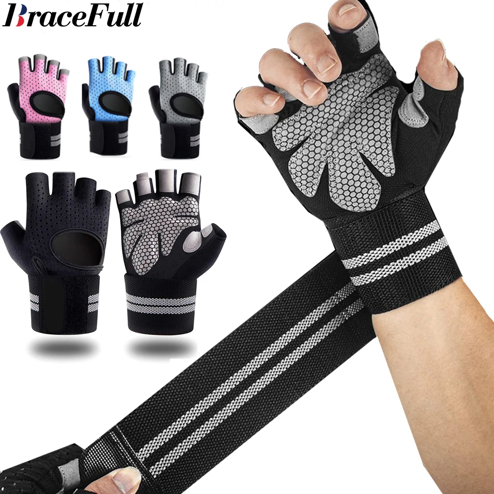 Wrist Wrap Support - 1 paar halve vinger gym fitnesshandschoenen